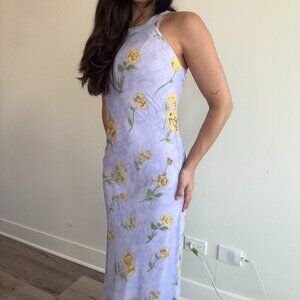 Vintage Lilac Printed Maxi Dress